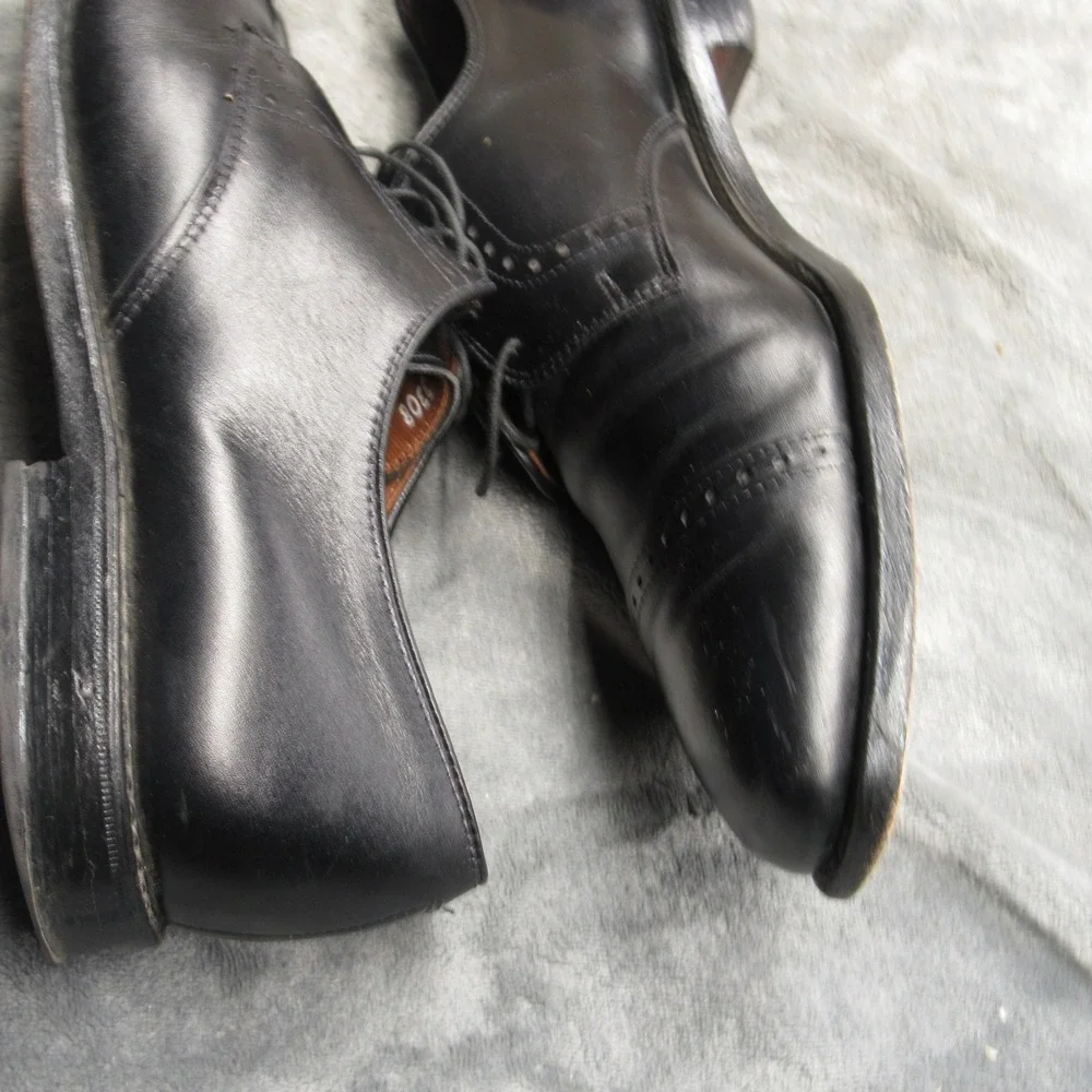 Allen Edmon Clifton Dress Shoes Mens‎ 9.5 D Black Leather Cap Blucher Oxford USA
